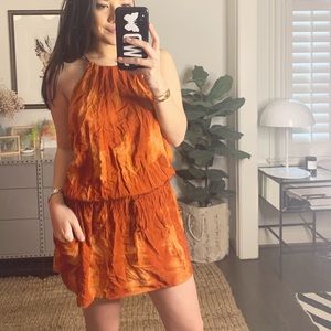planet blue orange tie dye halter dress